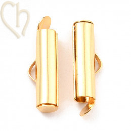 20mm Gold Plated Eindklem Tube Slider voor Peyote Armbanden - Boutique Charlotte