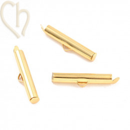 25mm Gold Plated Eindklem Tube Slider voor Peyote Armbanden - Boutique Charlotte