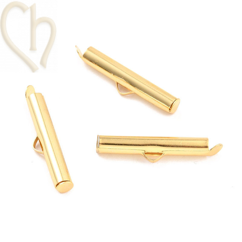 Fermoir Tube Slider 25mm pour Bracelets Peyote en Gold Plated - Boutique Charlotte