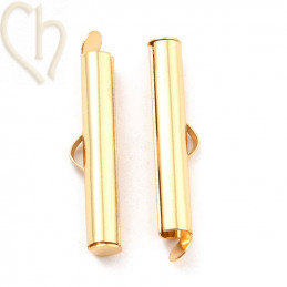 25mm Gold Plated Tube Slider Clasp for Peyote Bracelets - Boutique Charlotte