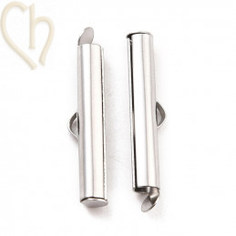 40mm Rhodium Tube Slider Clasp for Peyote Bracelets - Boutique Charlotte