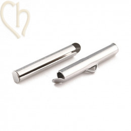 40mm Rhodium Tube Slider Clasp for Peyote Bracelets - Boutique Charlotte