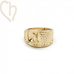 Regelbare Gold-Plated Ring met Elastiek en Houder voor 10mm Edelstenen - Boutique Charlotte
