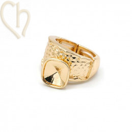Adjustable Gold-Plated Ring with Elastic Holder for 10mm Gemstones - Boutique Charlotte