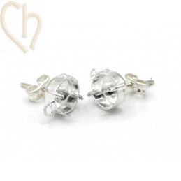 Clou d'oreille + anneau anti-allergique avec sertissage pour strass SS39 - 8mm