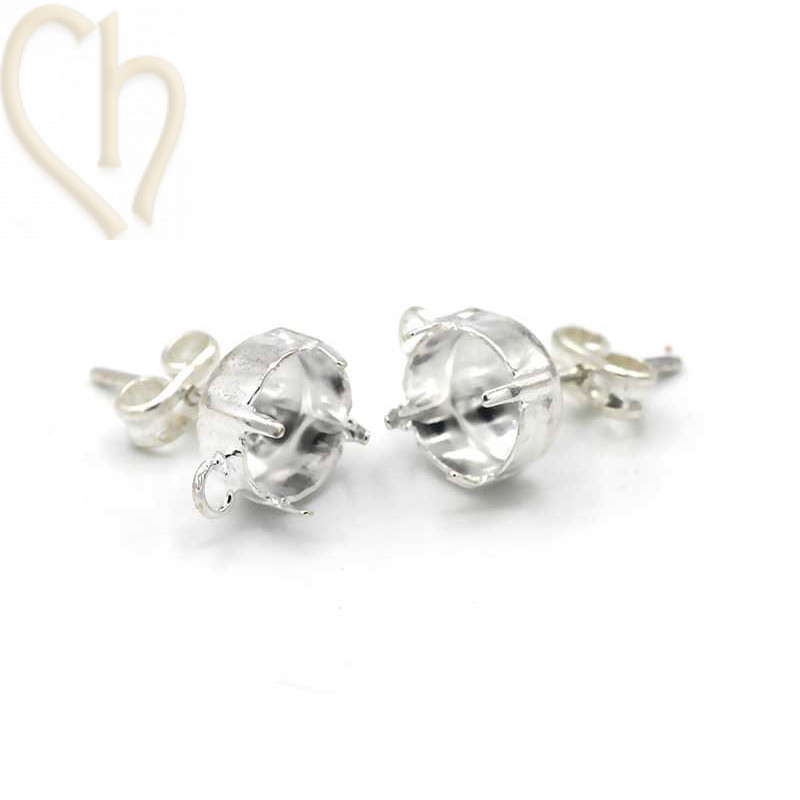 Oorstekker + ring anti-allergisch met zetting voor 1 strass SS39 - 8mm