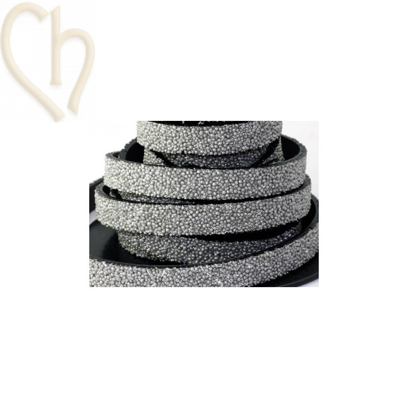 leather flat 10mm caviar silver