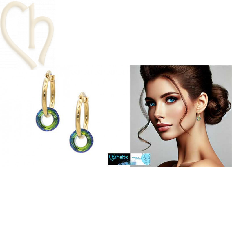 Elegante DIY 20mm Gold Plated Oorbellen met Cosmic Ring Charl'stone Cristal - Boutique Charlotte