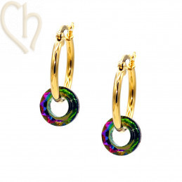 Elegant 20mm Gold Plated Earrings with Cosmic Ring Charl'stone Crystal - Boutique Charlotte