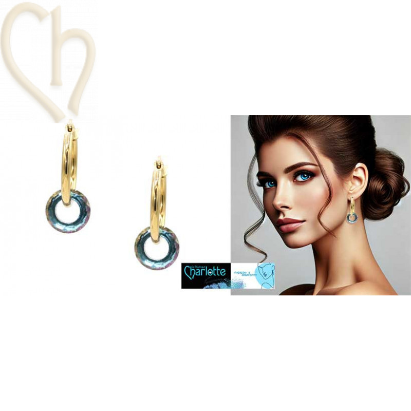 Elegant 20mm Gold Plated Earrings with Cosmic Ring Charl'stone Crystal - Boutique Charlotte