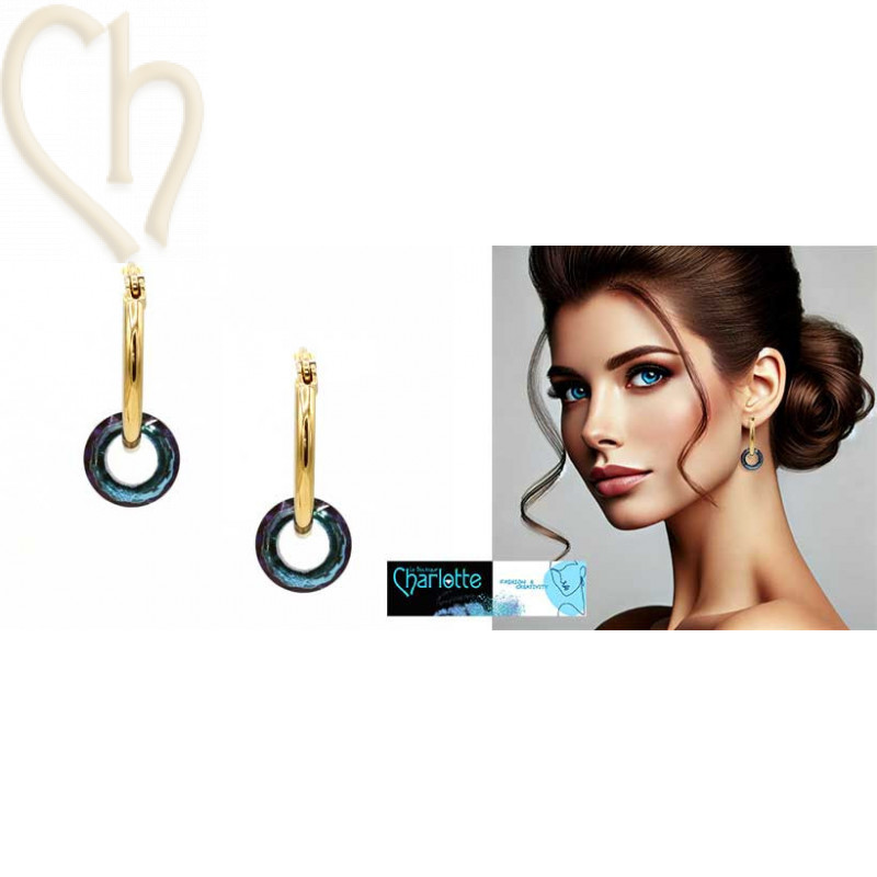 Elegante DIY 20mm Gold Plated Oorbellen met Cosmic Ring Charl'stone Cristal - Boutique Charlotte