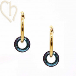 Elegante DIY 20mm Gold Plated Oorbellen met Cosmic Ring Charl'stone Cristal - Boutique Charlotte