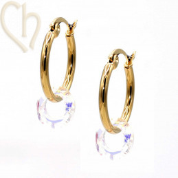 Elegant 20mm Gold Plated Earrings with Cosmic Ring Charl'stone Crystal - Boutique Charlotte