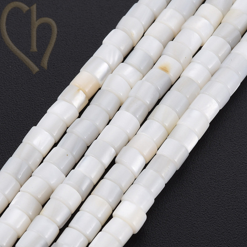 Nacré Tube Kralen 4*3mm - Natuurlijke Schelpkralen | Boutique Charlotte