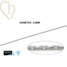 Ultrathin Stainless Steel Necklace 0.4mm Oval Rhodium - 1 Meter | Boutique Charlotte