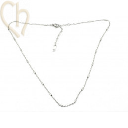 Edelstaal RVS halsketting 48cm met karabijnslot Rhodium