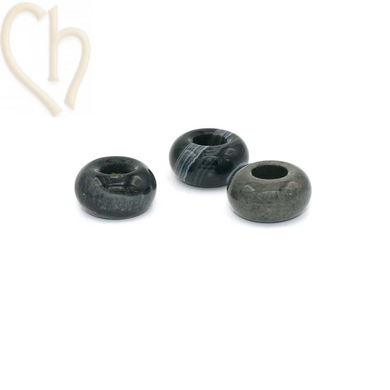 Perles en Pierre Naturelle Agate Noir 14-8mm - Pierres Fines de Qualité | Boutique Charlotte