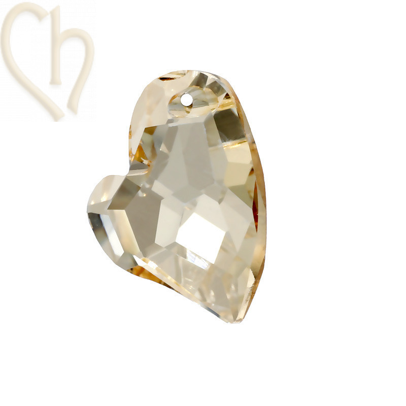 Pendentif Cœur 'Devoted 2 You' Charl'stone Crystal 13x17mm Golden Shadow - Composants Bijoux DIY