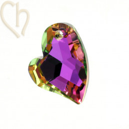 Devoted 2 You Heart Charm Charl'stone Crystal 13x17mm Vitrail Rose - DIY Jewelry Component