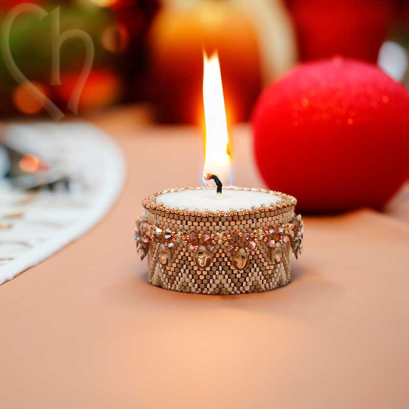 DIY Candle Holder with Peyote and Crystal Toupie - Rose Gold | Boutique Charlotte