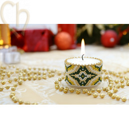 DIY Candle Holder with Peyote and Crystal Toupie - Taupe | Boutique Charlotte