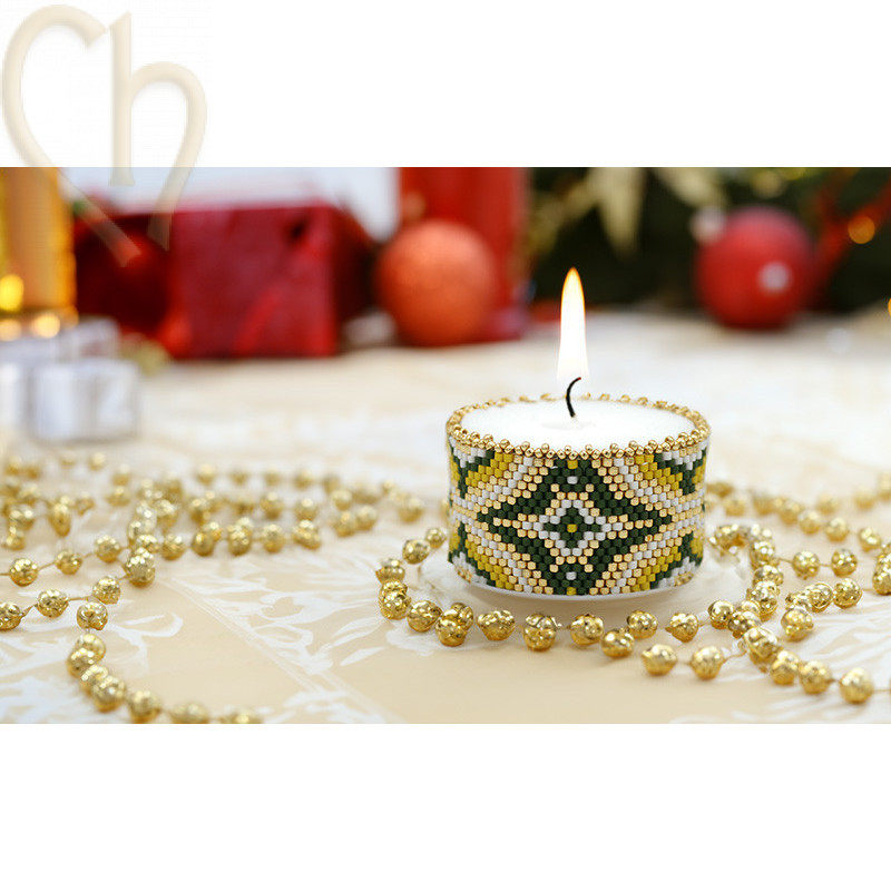 DIY Candle Holder with Peyote and Crystal Toupie - Taupe | Boutique Charlotte