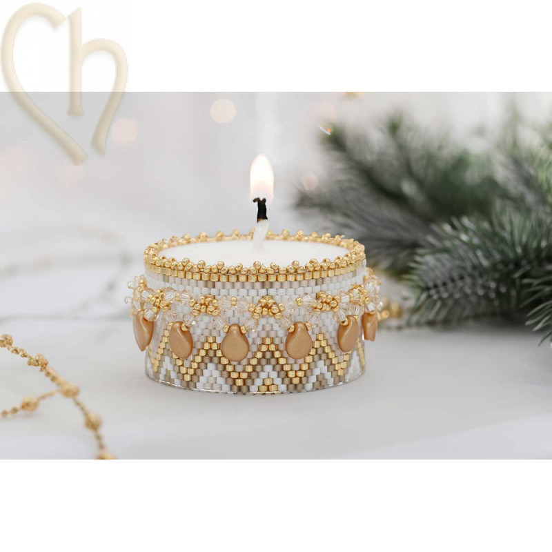 DIY Candle Holder with Peyote and Crystal Toupie - White Gold | Boutique Charlotte