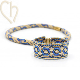 Armband Peyote Romina Blauw Gold | Boutique Charlotte