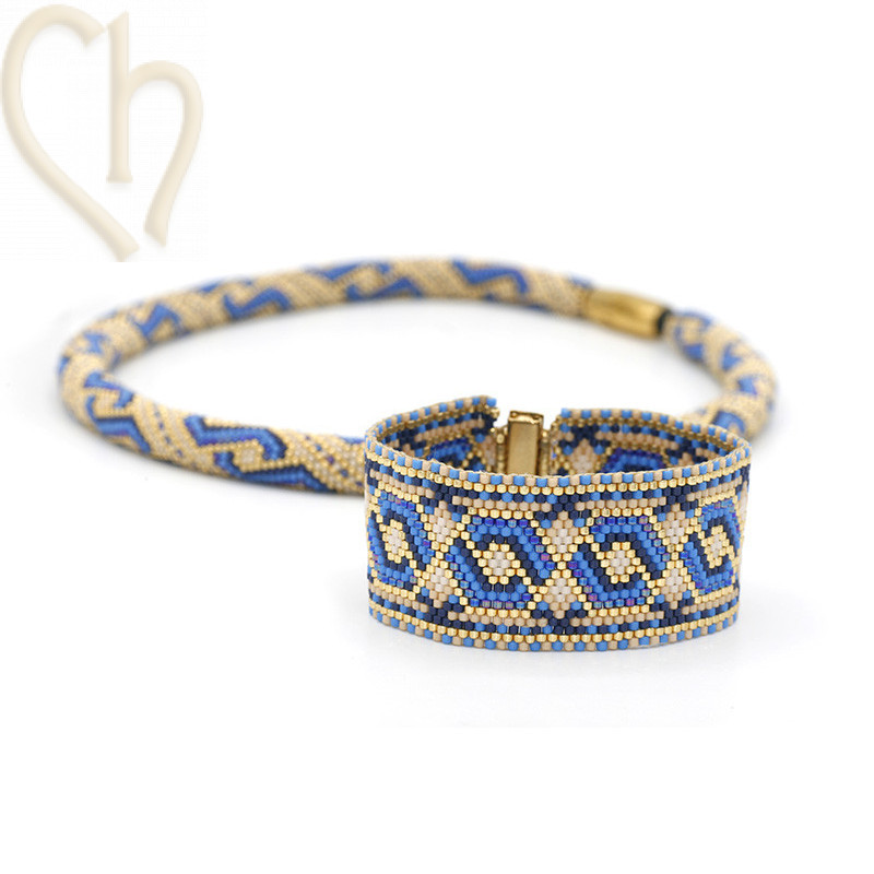 Kit Bracelet PeyoteRomina Blue Gold | Boutique Charlotte