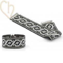 Armband Peyote Romina Grijs Zwart | Boutique Charlotte