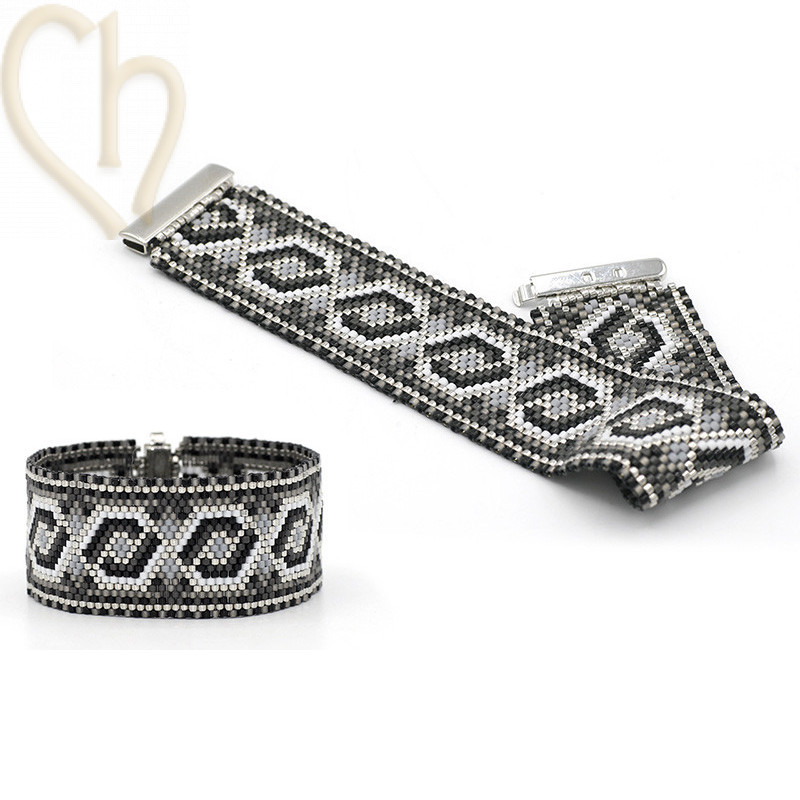 Peyote Bracelet Romina Grey Black Kit | Boutique Charlotte