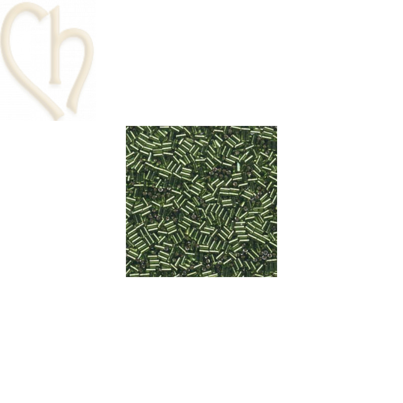 Perles Miyuki Bugle 3mm Silverlined Olivine – Perles en Verre Japonaises chez Boutique Charlotte