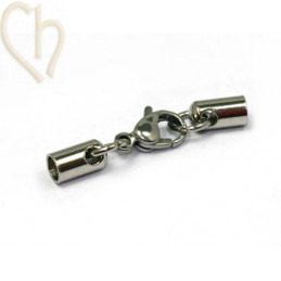 fermoir musqueton acier + 2 embouts 3mm