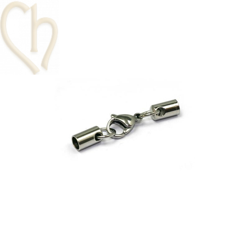 slot musqueton staal + 2 eindstukjes 4mm