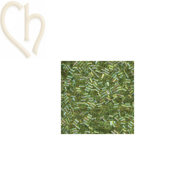 Perles Miyuki Bugle 3mm Transparant Chartreuse AB – Perles en Verre Japonaises chez Boutique Charlotte