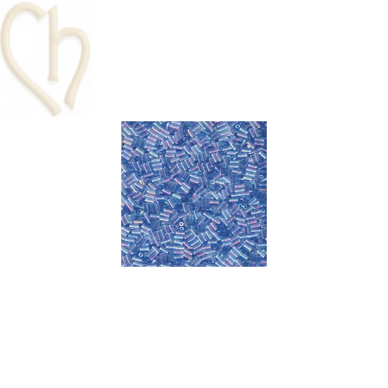 Perles Miyuki Bugle 3mm Transparant Aqua AB – Perles en Verre Japonaises chez Boutique Charlotte
