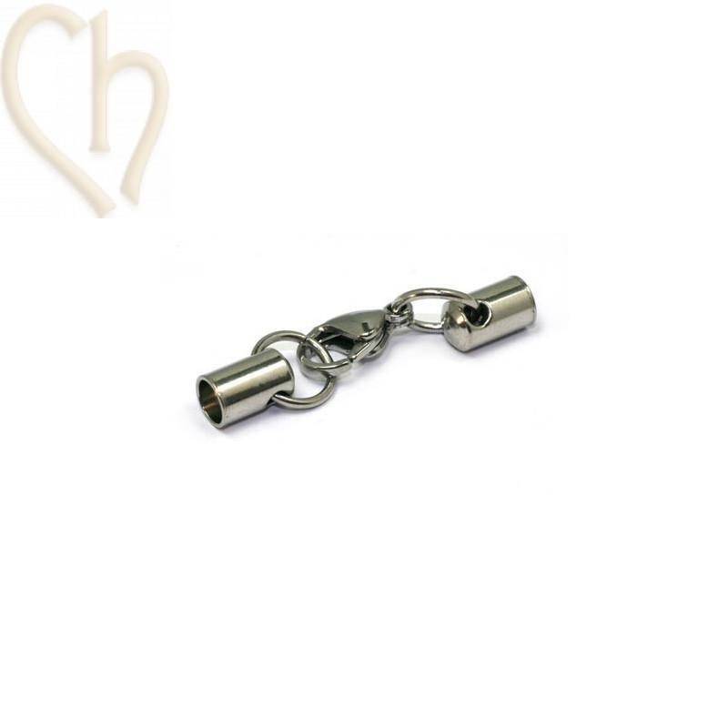 clasp musketon steel + 2 endcaps 5mm
