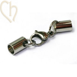 clasp musketon steel + 2 endcaps 6mm