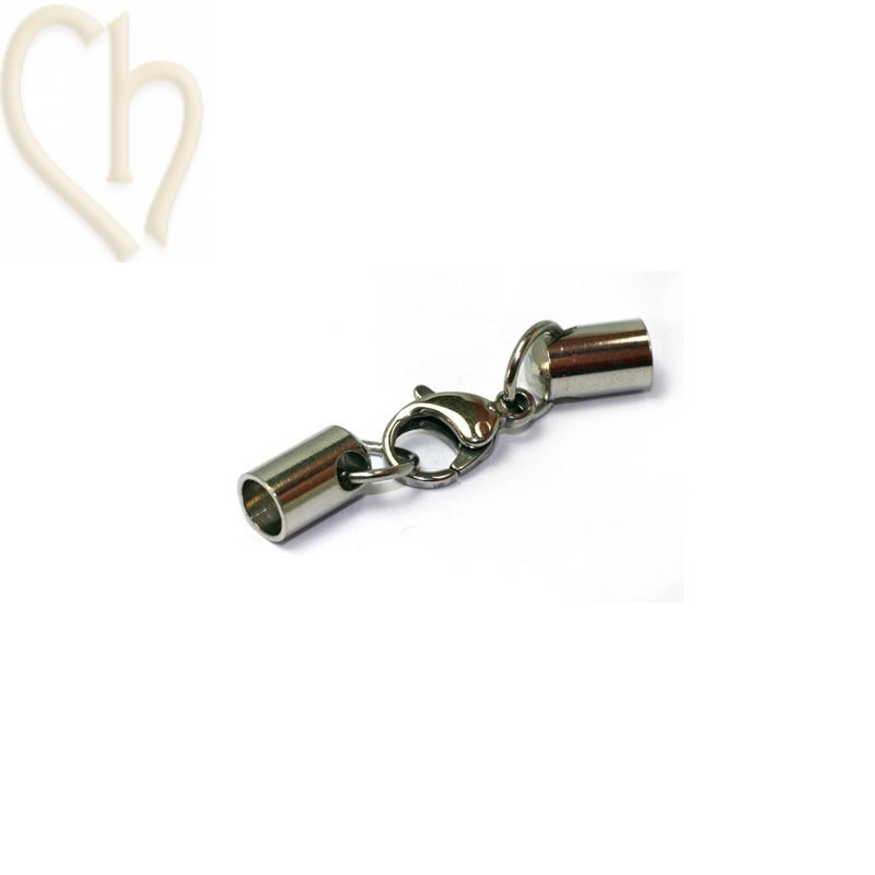 clasp musketon steel + 2 endcaps 6mm