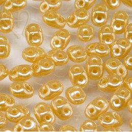 SuperDuo Matubo Opaque Beige White Luster DU0513020-14400 | Boutique Charlotte