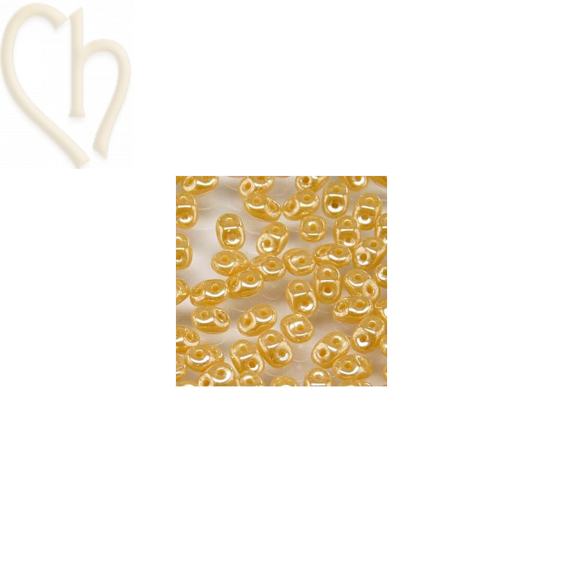 SuperDuo Matubo Opaque Beige White Luster DU0513020-14400 | Boutique Charlotte