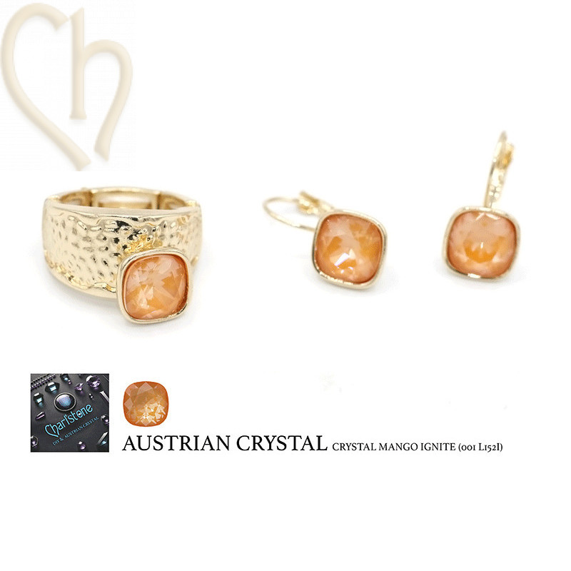 DIY Ring and earrings Gold Plated with Austrian Cristal - Boutique Charlotte