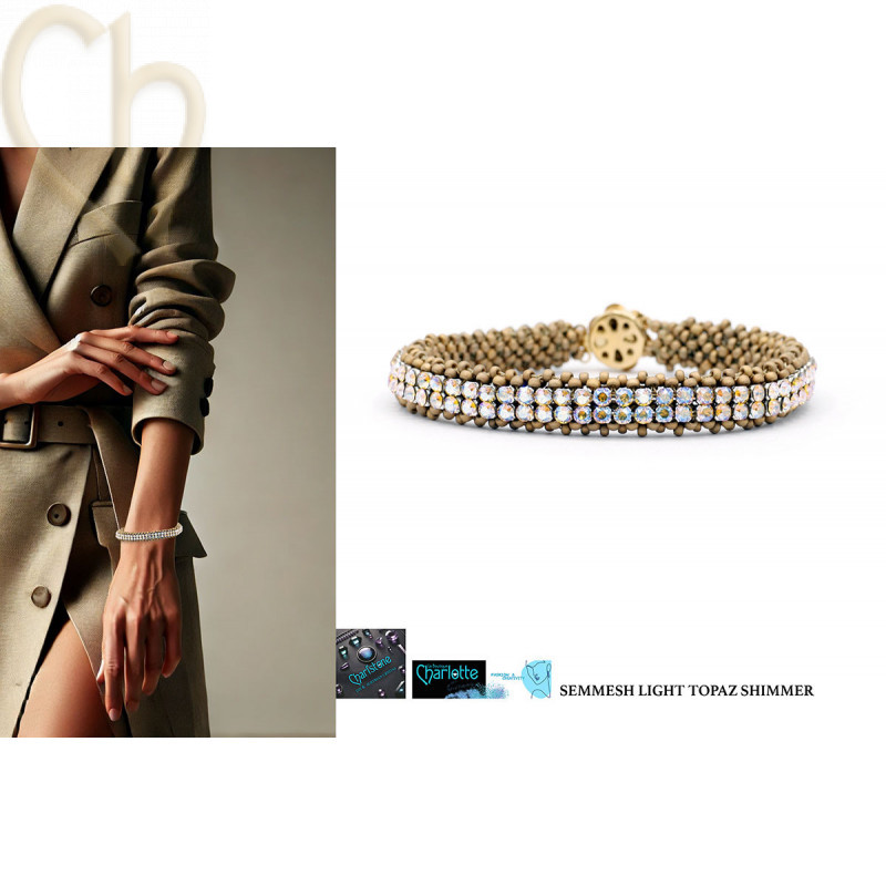 Kit DIY "Semmesh" Bracelet – Miyuki & Crystal Mesh Autrichien Light Topaz Shimmer