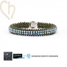 DIY Kit "Semmesh" Bracelet – Miyuki & Austrian Crystal Mesh Erinite Shimmer - Khaki