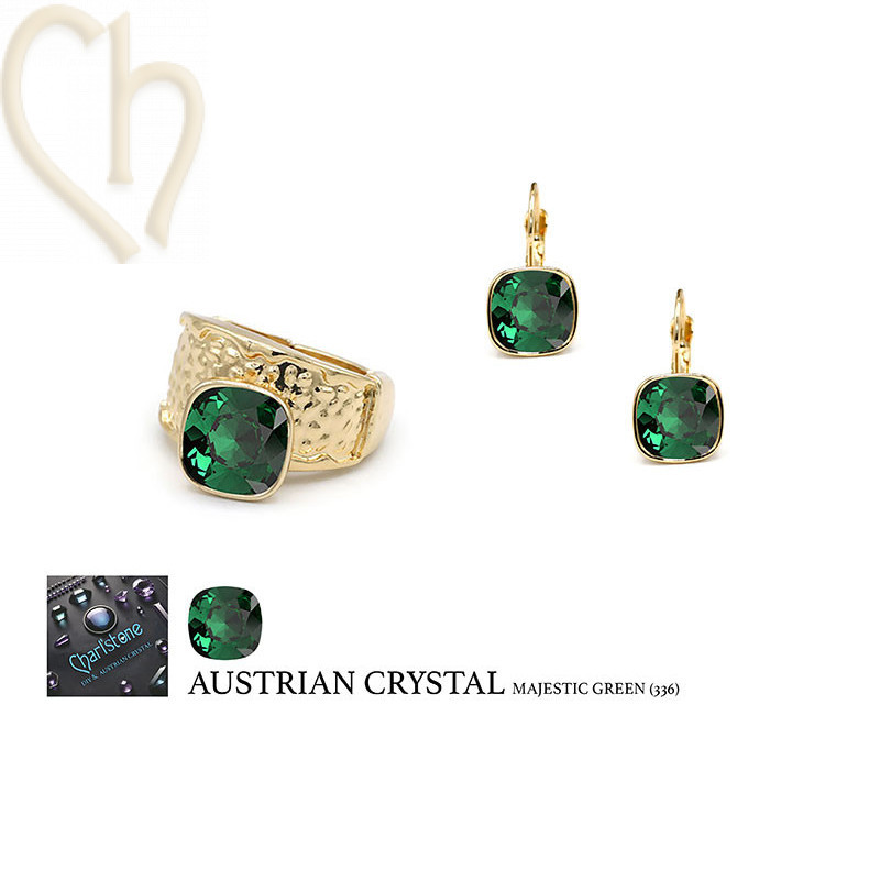 DIY Ring and earrings Gold Plated with Austrian Cristal - Boutique Charlotte