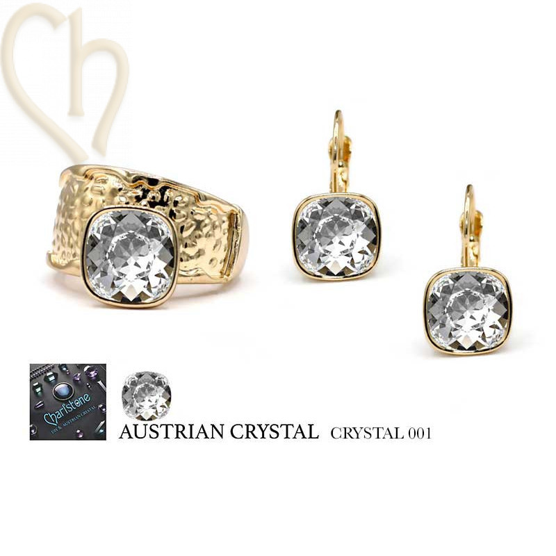 DIY Ring and earrings Gold Plated with Austrian Cristal - Boutique Charlotte
