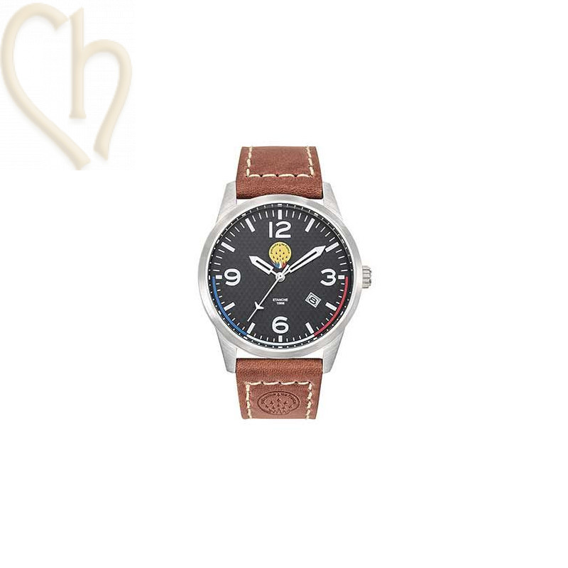 Men's Watch Patrouille de France Airshow – Steel & Brown Leather | Boutique Charlotte