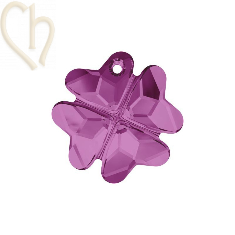 Swarovski hanger Klaver 23mm Fuchsia