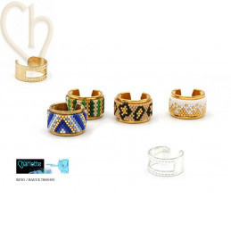 Verstelbare Gold Plated Miyuki Kralenring | Boutique Charlotte