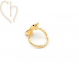 Adjustable Gold-Plated Ring with Elastic Holder for 8mm Austrian Crystal strass 8mm SS39 - Boutique Charlotte